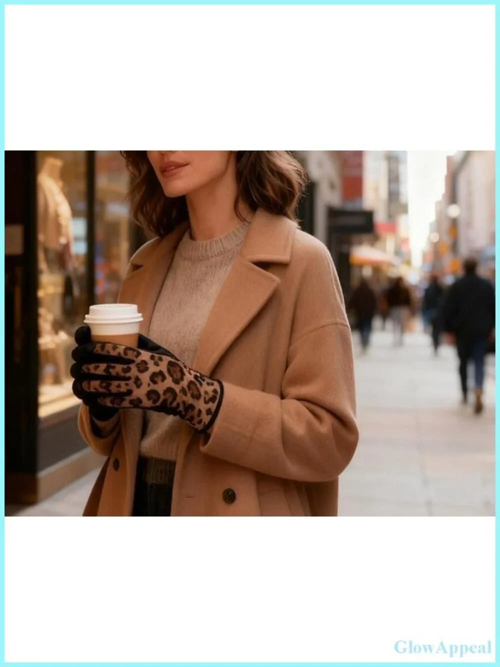 Women's Leopard Print Stretch Fleece Touchscreen Gloves Cold Weather Driving